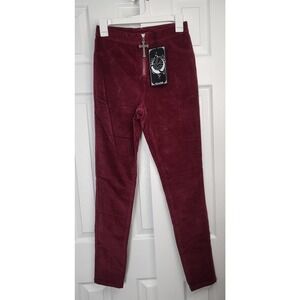Killstar Stroke of Midnight Red Velvet Trouser Pants- Size Medium